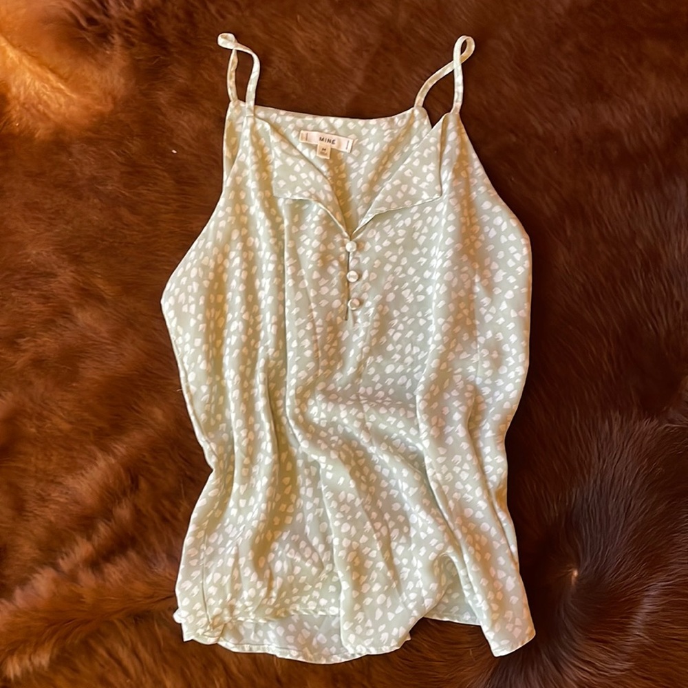 Light sage green dotted tank top
